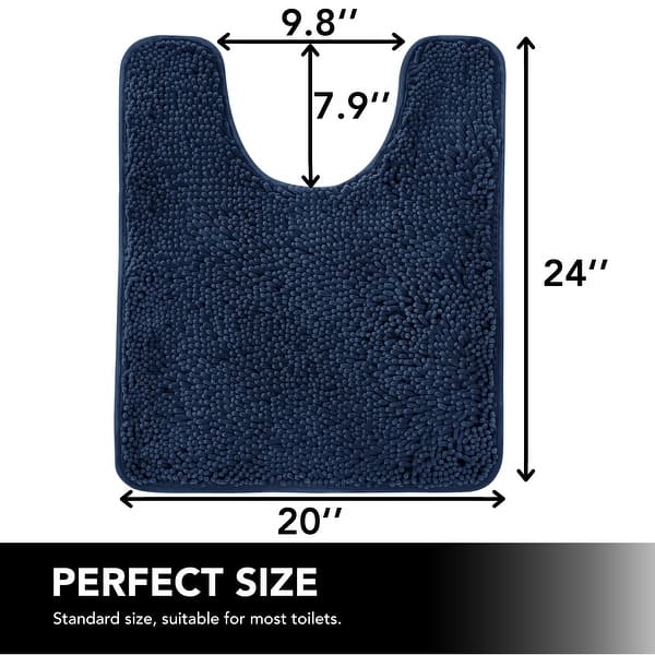 dimension image slide 2 of 7, Deconovo Chenille Bath Rugs - Thick Plush Microfiber, Non-Slip Washable Bathroom Mats