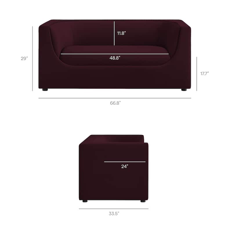 Hilda 67" Curved Back Performance Velvet Loveseat