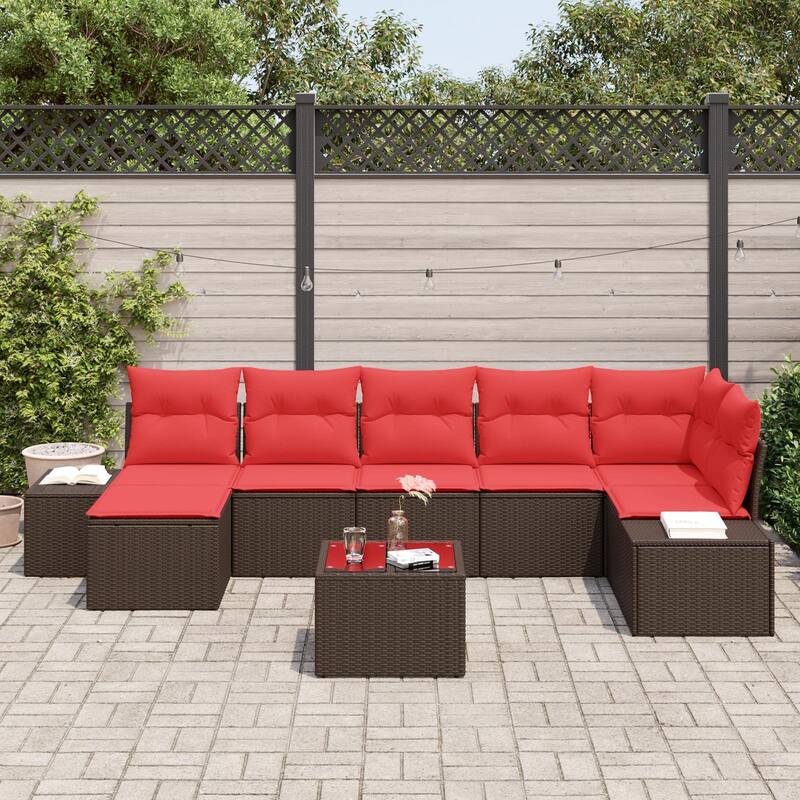 vidaXL 8 Piece Garden Sofa Set with Cushions - 125.6×60.6×27.2