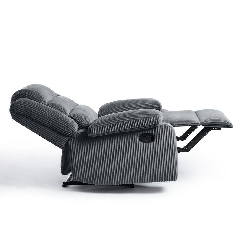 Classic Corduroy Upholstered Push Back Manual Recliner Chair
