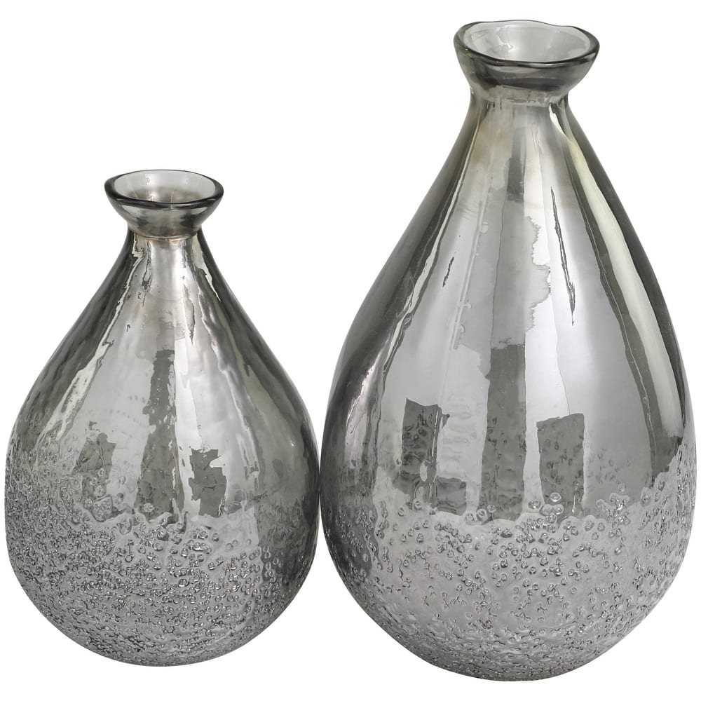Glass Blown Teardrop Decorative Vase - Set of 2 Gold, Green, Gray - Roche River Decor