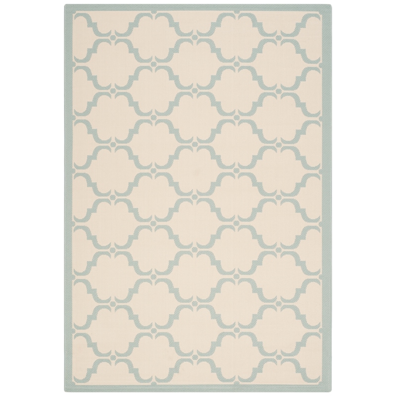 SAFAVIEH Courtyard Charleen Indoor/ Outdoor Waterproof Patio Backyard Rug - 5'3" x 7'7" - Beige/Aqua