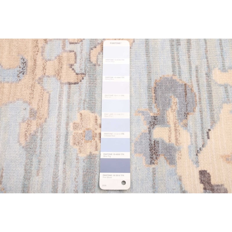 ECARPETGALLERY Hand-knotted Modern Oushak Light Blue Wool Rug - 9'0 x 11'10