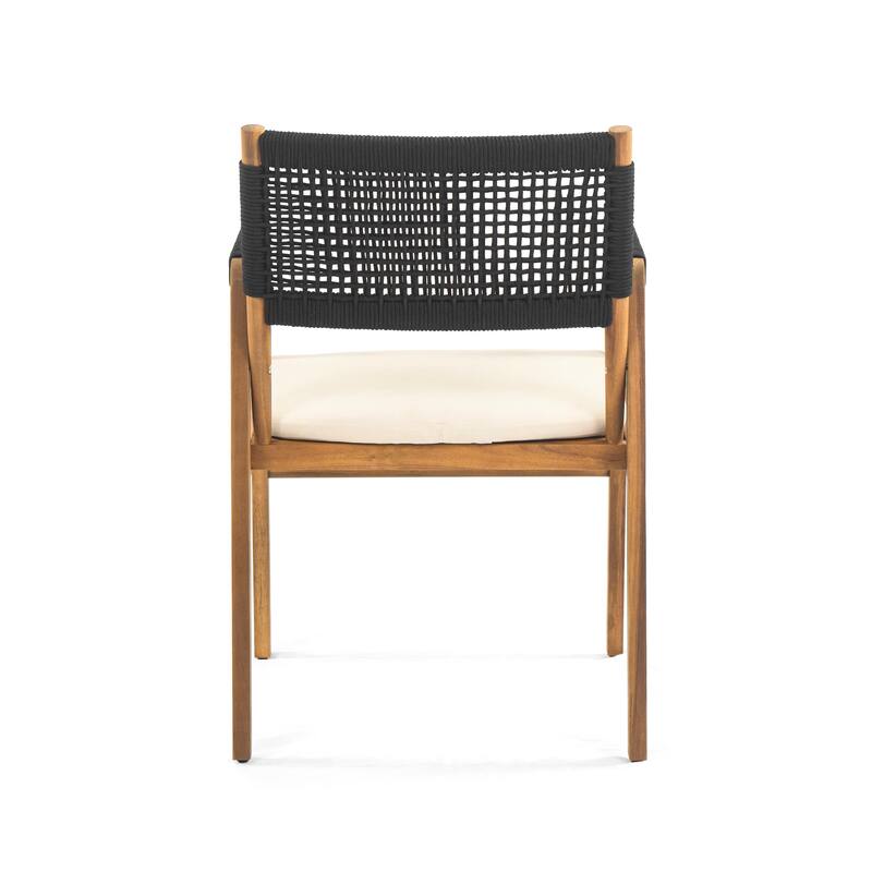 Christopher Knight Home- Ethan Outdoor 7-piece Expandable Acacia Wood Dining Set with Rope-Woven Armchairs