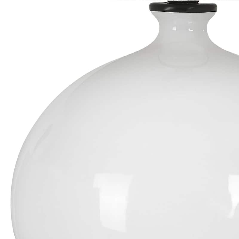 Glossy Collar Table Lamp with Tapered Shade - 26" - White and Black