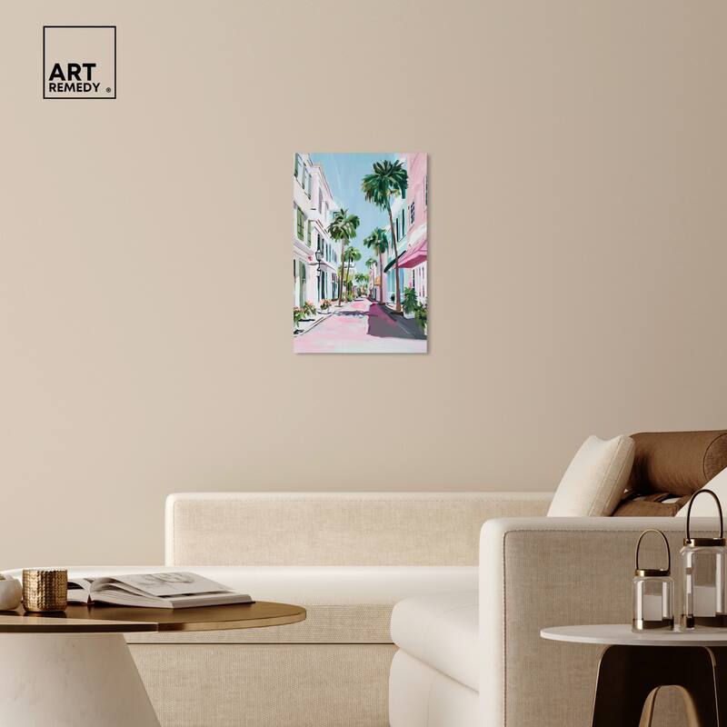 Art Remedy Down The Avenue Gallery Wrapped Colorful Coastal 1 Piece Canvas Wall Art