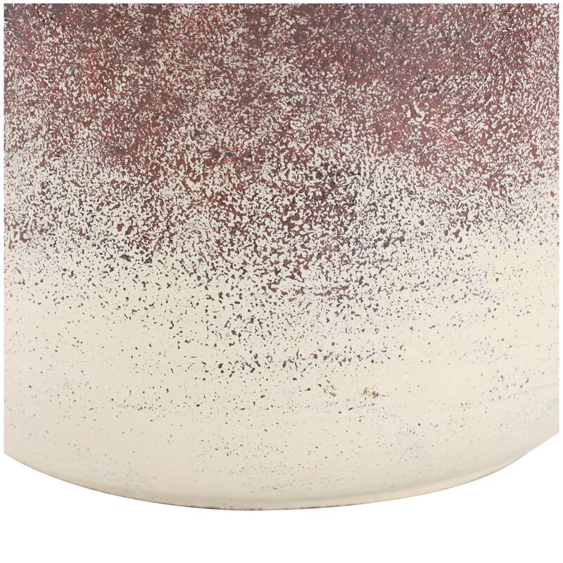 Copper Metal Distressed Textured Ombre Vase with Cream Accent