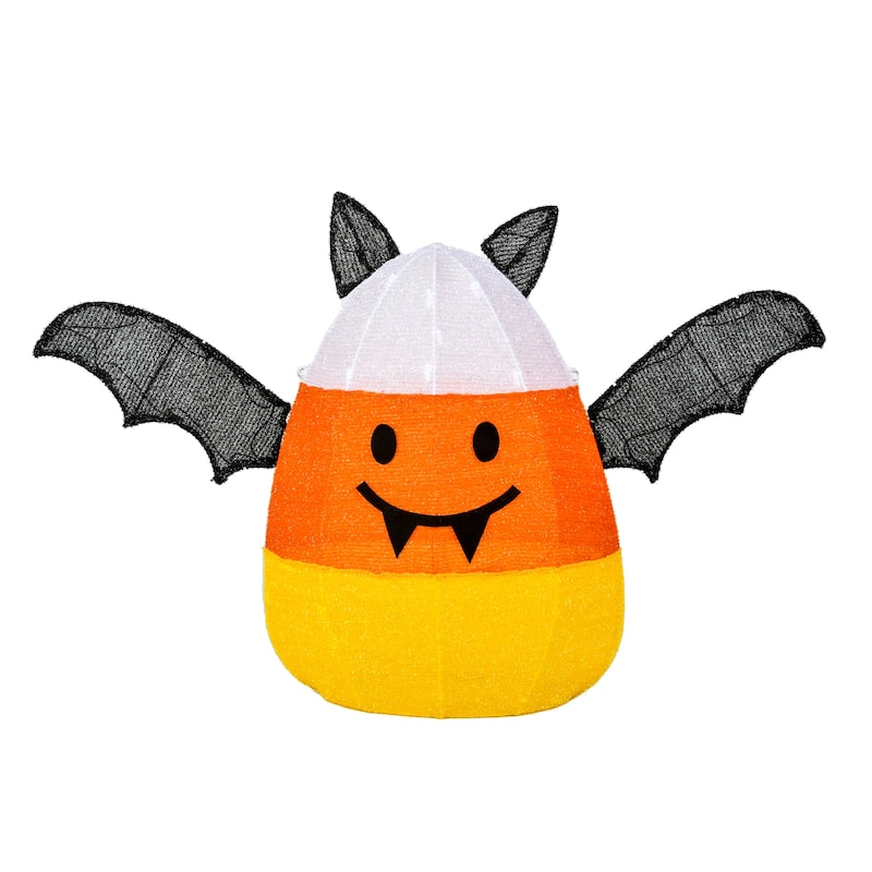 National Tree Company Halloween Lawn Decoration, Orange, Candy Corn Bat, LED Lights, Plug In, 27 Inches