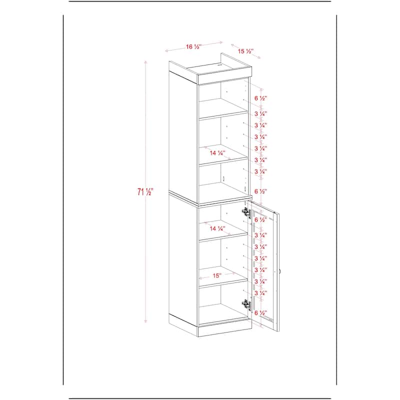 Palace Imports 100% Solid Wood 16.5" Bathroom Storage Cabinet with Clear Glass Doors and Adjustable Shelves