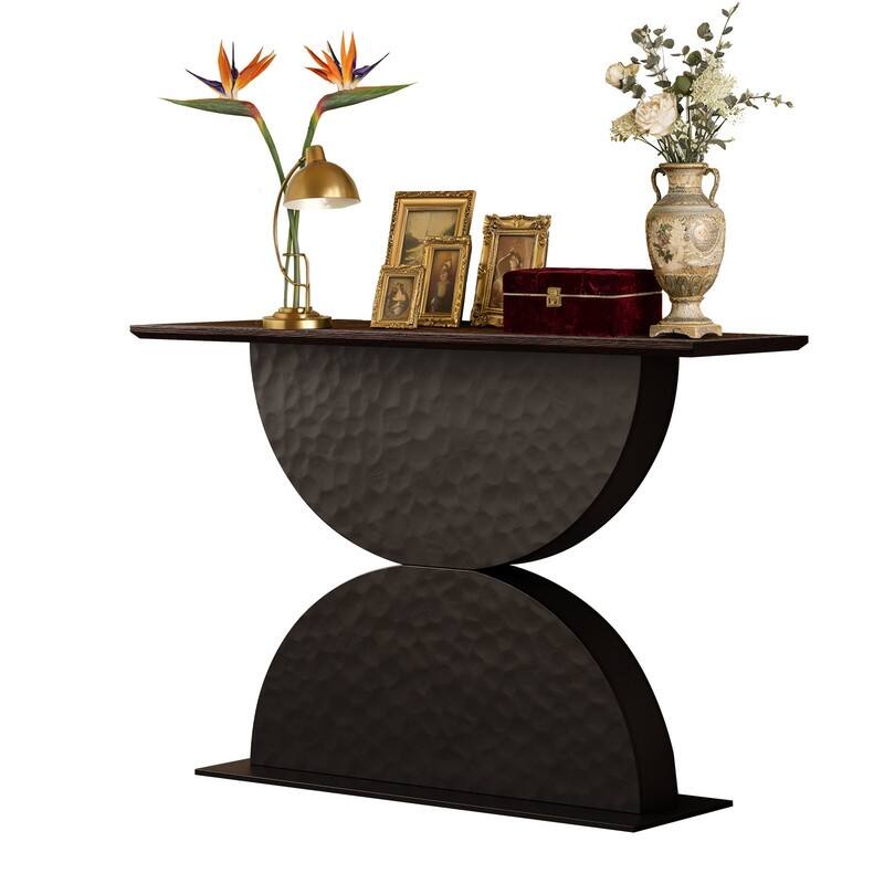 Modern 47" Wood Console Table Entryway Table With LED Light For Living Room