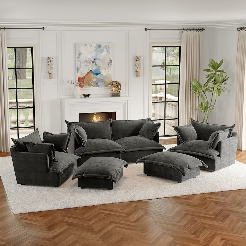 6-Piece Chenille Cloud Modular Living Room Set