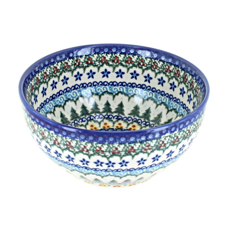 Blue Rose Polish Pottery Vena Cereal Bowl - Holiday Pine