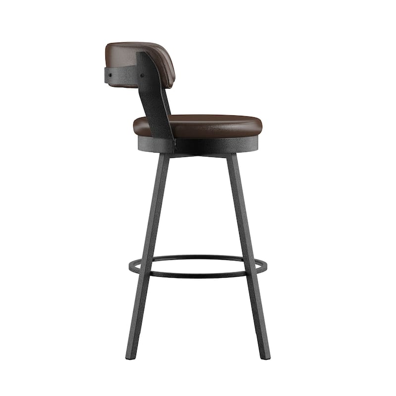 Harley Faux Leather Graphite Grey Metal Swivel Stools (Set of 2) by iNSPIRE Q Modern