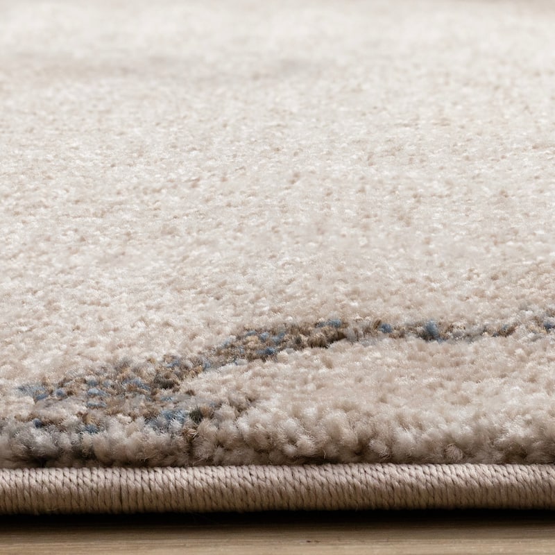 Taupe Black White Organic Layers High-Traffic Rug