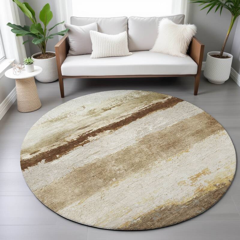 Machine Washable Indoor/Outdoor Watercolor Ombre Chantille Rug