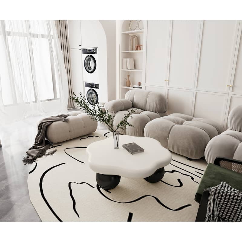 35" Cloud Shaped Modern Minimalist Coffee Table with Spherical Legs