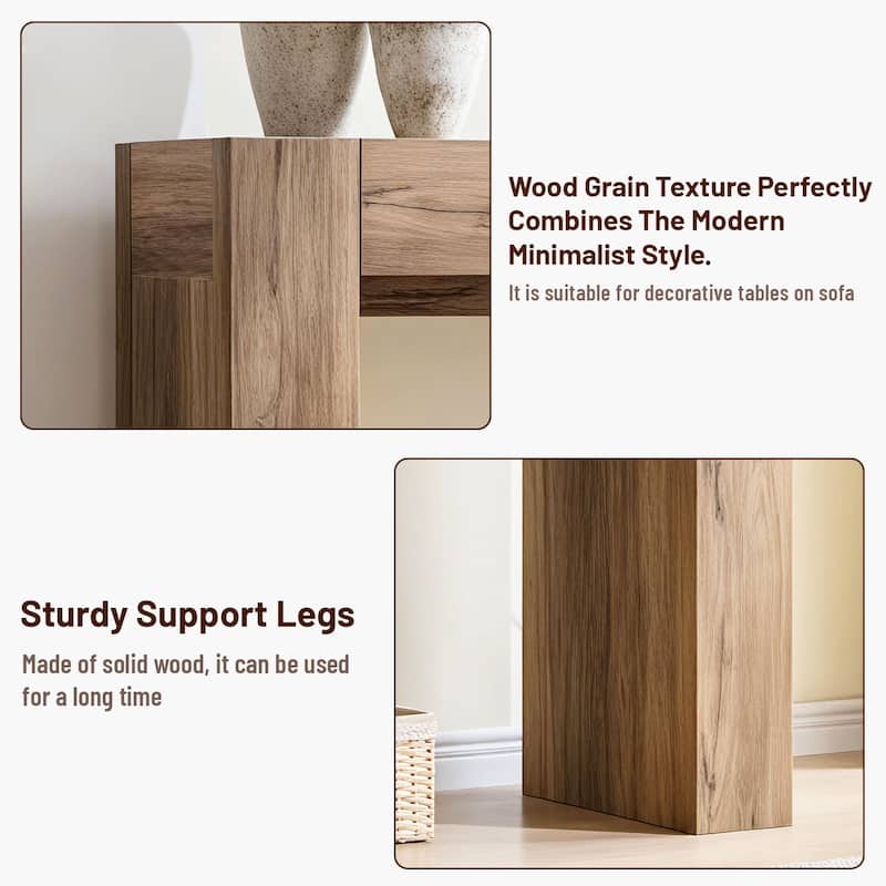 Modern Entryway Console Table, Thick Wood Sofa Table with Drawers