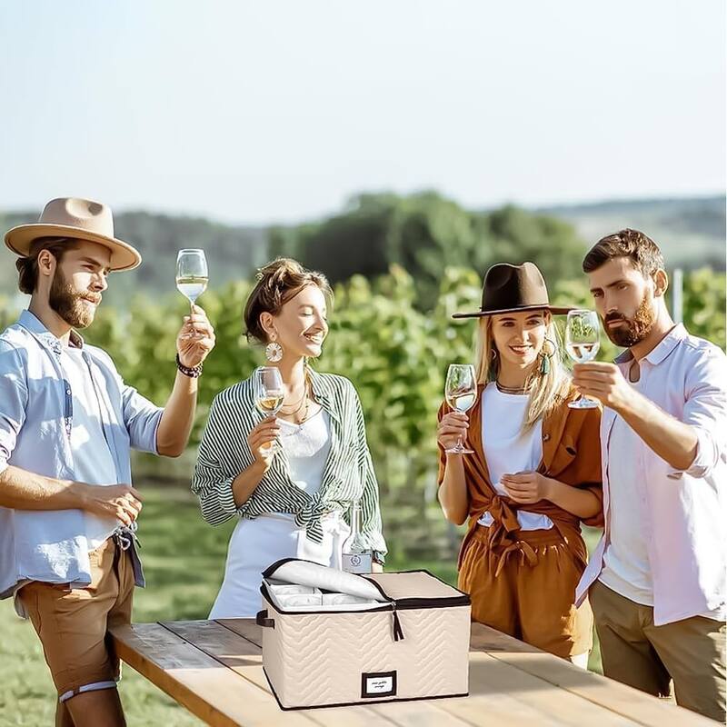 Hold N' Storage - Pack of 2 Sizes Wine Glass Storage with Dividers and Carry Handles. Each Holds 12 Standard Size Glasses