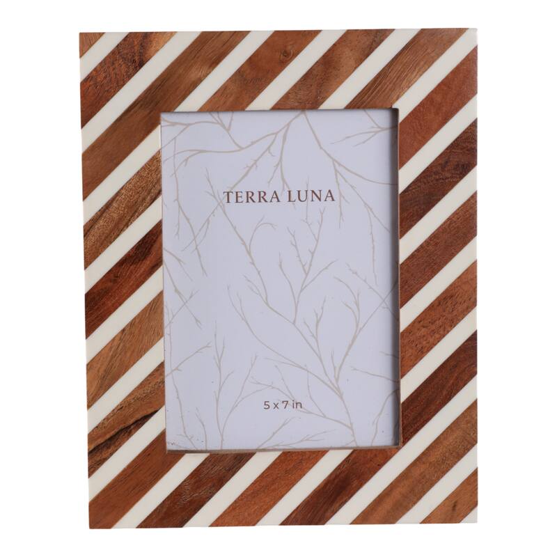 Resin Wood Picture Frame Diagonal Stripe Design - 5x7" Brown - Brown - 9.5" x 7.5" x 0.5"
