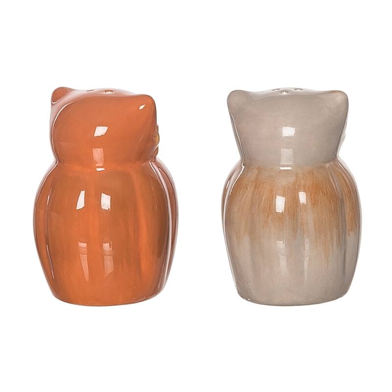 Transpac Dolomite 3.25 in. Multicolor Harvest Owl Salt and Pepper Shakers Set of 2