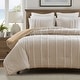 preview thumbnail 28 of 39, Harbor House Anslee Taupe 3 Piece 100% Cotton Yarn Dyed Duvet Cover Set with Overlap Closure Shams