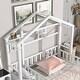 preview thumbnail 4 of 16, Twin Size House-Style Headboard Floor Bed with Built-in Stand, Guardrails, and Slats Support