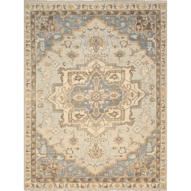Pasargad Home Serapi Hand-Knotted L. Blue Wool Area Rug - 7' 9" x 10' 1"