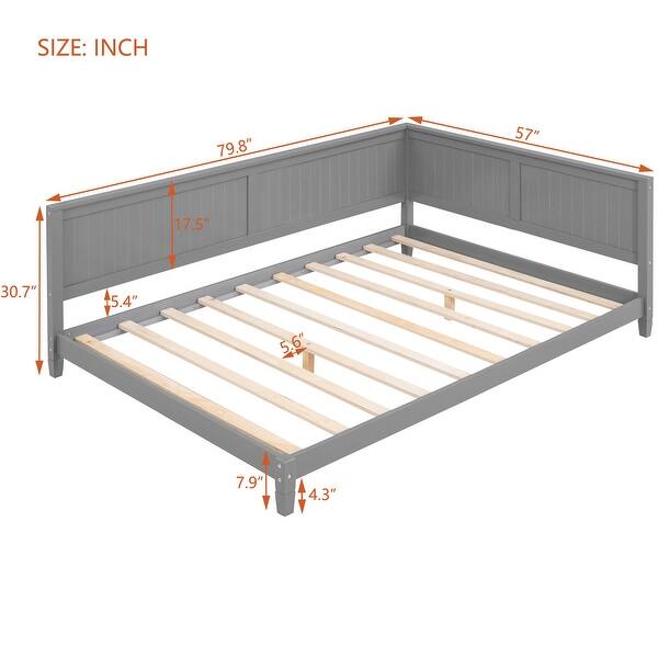 Full Size Wood Daybed/Sofa Bed, Gray