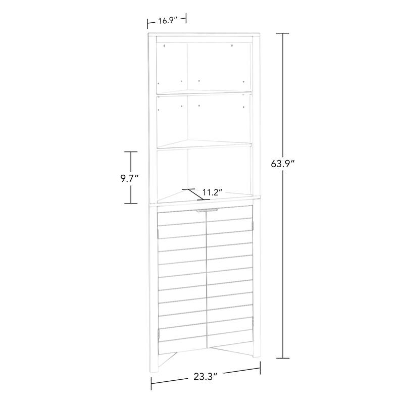 RiverRidge Madison Tall Corner Bathroom Storage Cabinet with Open Shelves - N/A