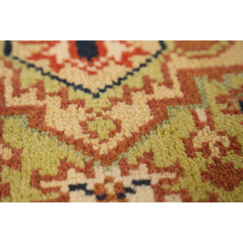 Light Green Heriz Serapi Indian Runner Rug Hand-Knotted Wool Carpet - 2'6" x 8'0"
