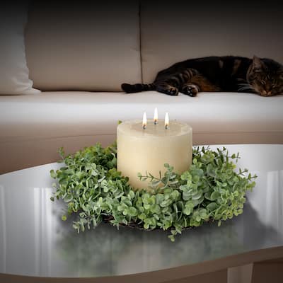 Plastic Frosted Eucalyptus Centerpiece Ring 13.5"D" - 13.5"