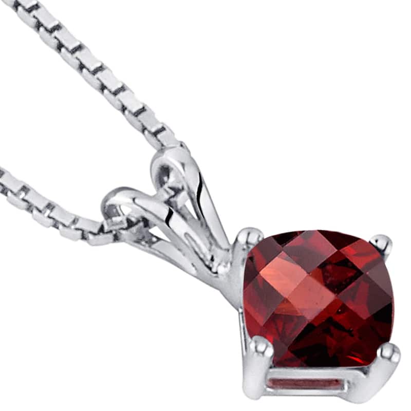 14k White Gold 1.1 ct Garnet Pendant Necklace