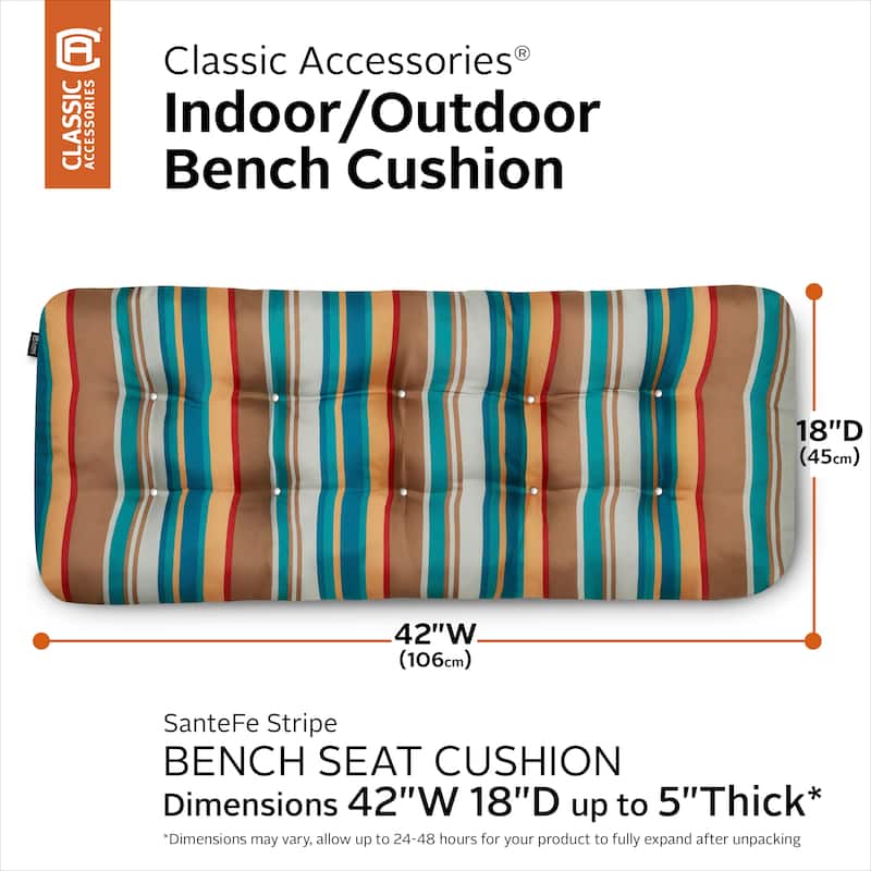 Classic Accessories Water-Resistant Indoor/Outdoor Bench Cushion