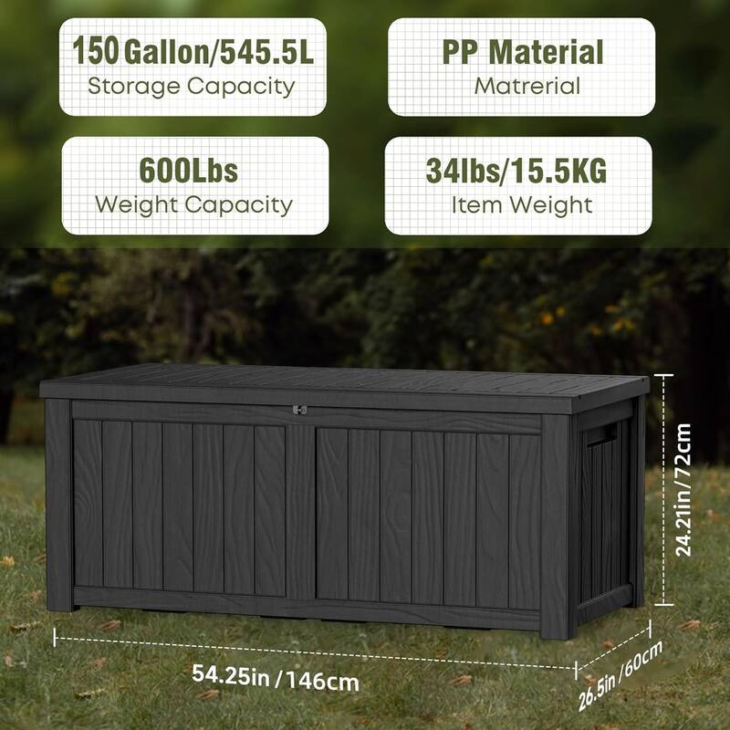 45-880 Gal. Outdoor Resin Deck Box Storage Shed for Garden,Patios,Backyards,Tools