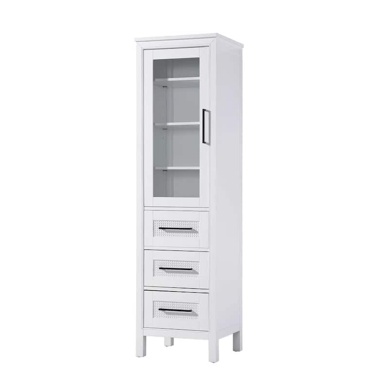 Winslow 16-28 Inch Bath Storage Glass Cabinet