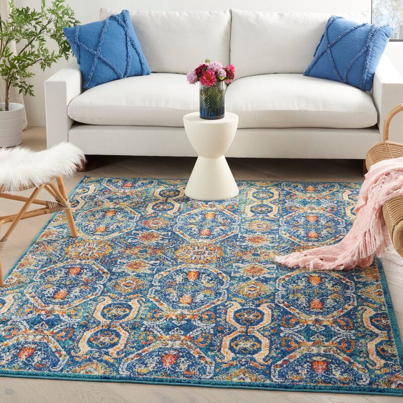 Nourison Allur Colorful Boho Tribal Medallion Area Rug - 9' x 12' - Blue Multicolor - Rectangle