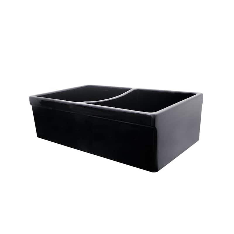Whitehaus 33" Double Basin Reversible Fireclay Farm House Sink from - Black
