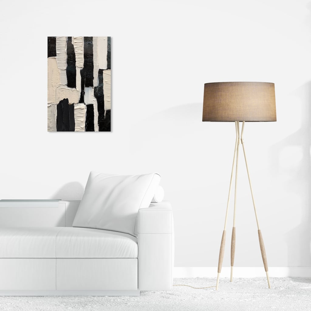 Wynwood Studio Abstract Argo Black and Cream White Modern & Contemporary Wall Art Canvas Print