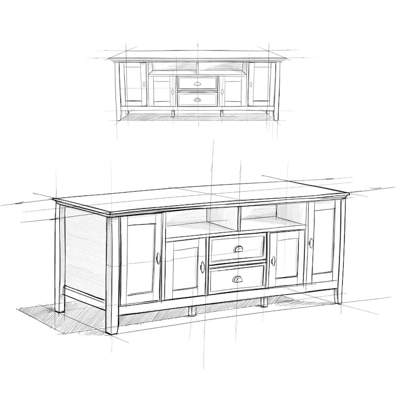 WYNDENHALL Mansfield SOLID WOOD 72 inch Wide Transitional TV Media Stand For TVs up to 80 inches - 72'' W x 16.5'' D x 26'' H