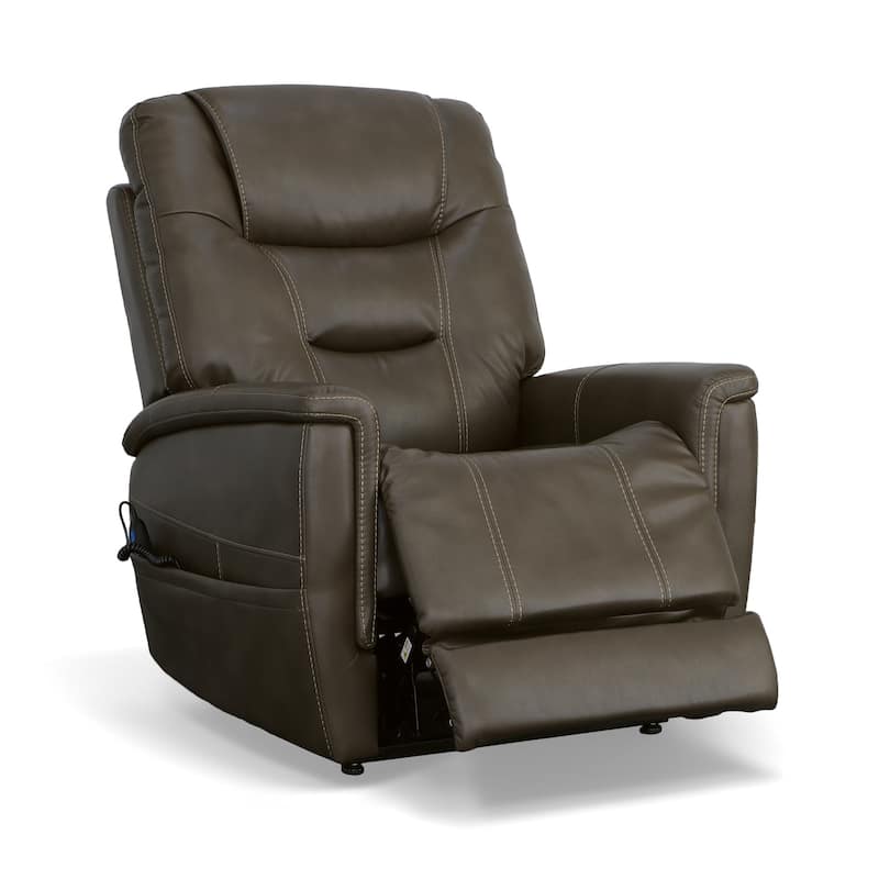 Shaw Driftwood Power Lift Recliner with Power Headrest & Lumbar by Flexsteel