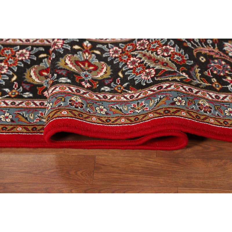 Medallion / Floral Red Kashan Turkish Area Rug Machine Made Carpet - 9'9" x 12'11"