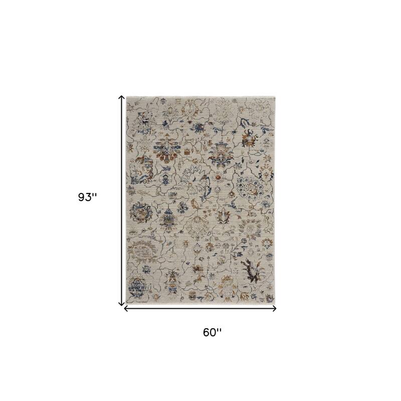 Xewa Power Loomed Distressed Floral Traditional Non Skid with Fringe Area Rug By HomeRoots