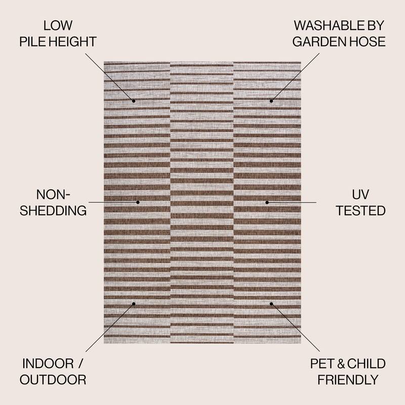 JONATHAN Y Grid Modern Offset Stripe Indoor/Outdoor Area Rug