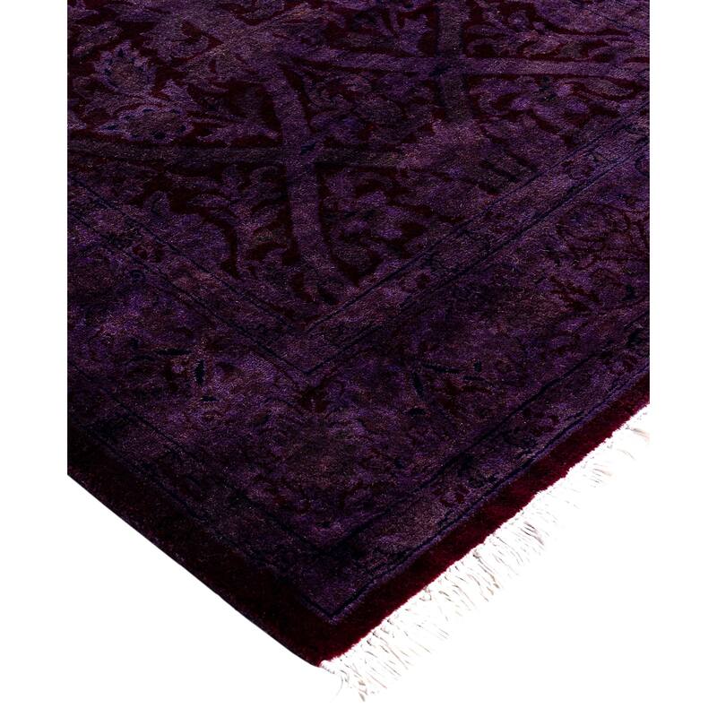 Overdyed One-of-a-Kind Hand-Knotted Runner Rug - Purple - 2' 7" x 12' 7"