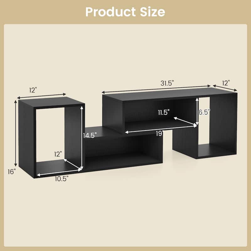 Engineered Wood Adjustable TV Stand with Storage Cubes and Expandable Shelves - 43.5"-62.5" L x 12" W x 16" H