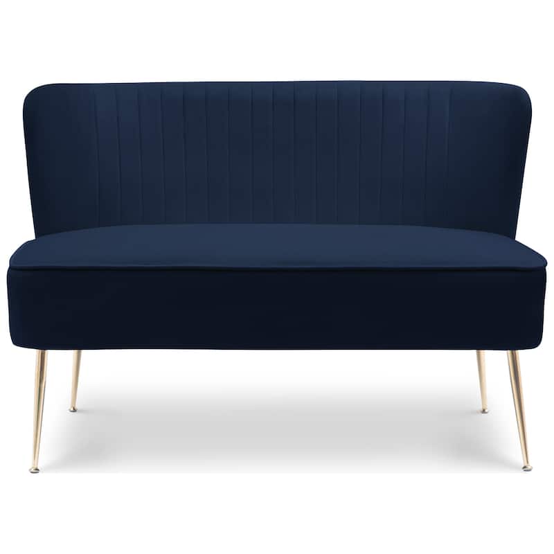 Farrah Upholstered Velvet Polyester 46" Wide Loveseat - Armless/ Scalloped Back