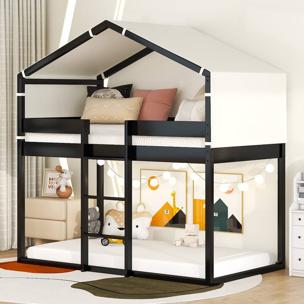 Bunk Bed Wood Bed with Tent