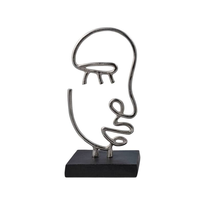 HomeRoots Set of Two Black and Silver Aluminum Tabletop Sculpture - 6' X '13' X '4.25