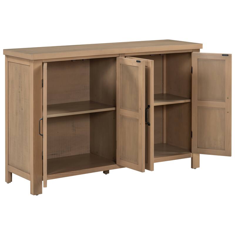 4-Door Wooden Sideboard Cabinet, Large Capacity Kitchen Buffet Cabinet, Entryway Table with Adjustable Shelves