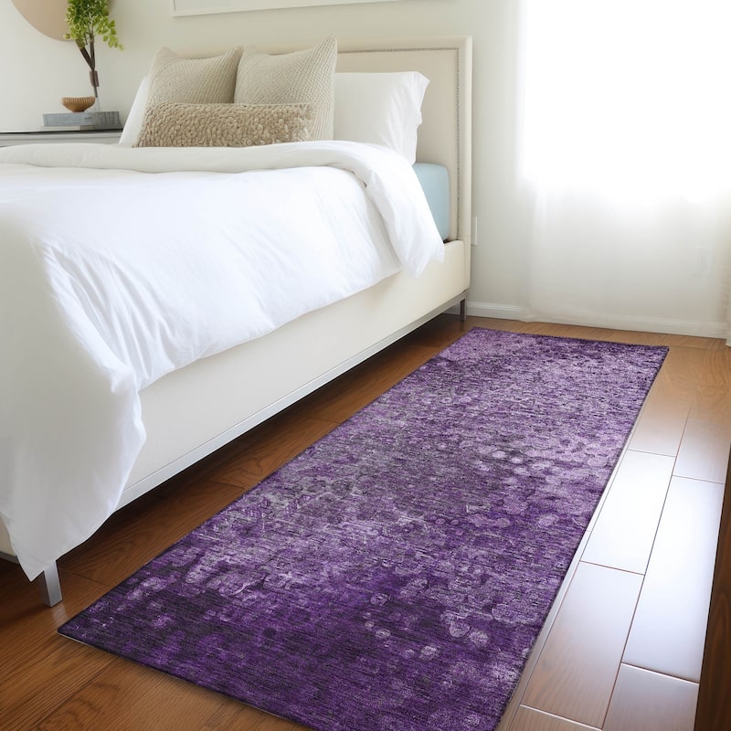 Machine Washable Indoor/ Outdoor Abstract Solid Chantille Rug - Purple - 2'3" x 7'6"